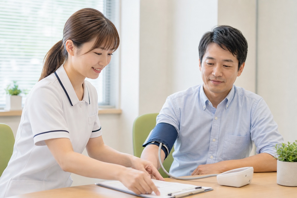 健康診断の説明を受ける患者さん